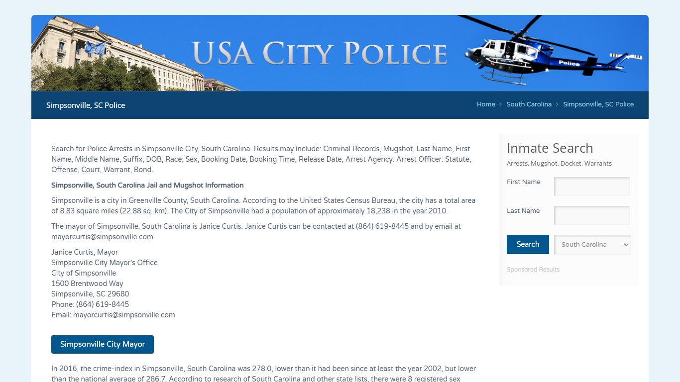 Simpsonville, SC Police | Jail Records
