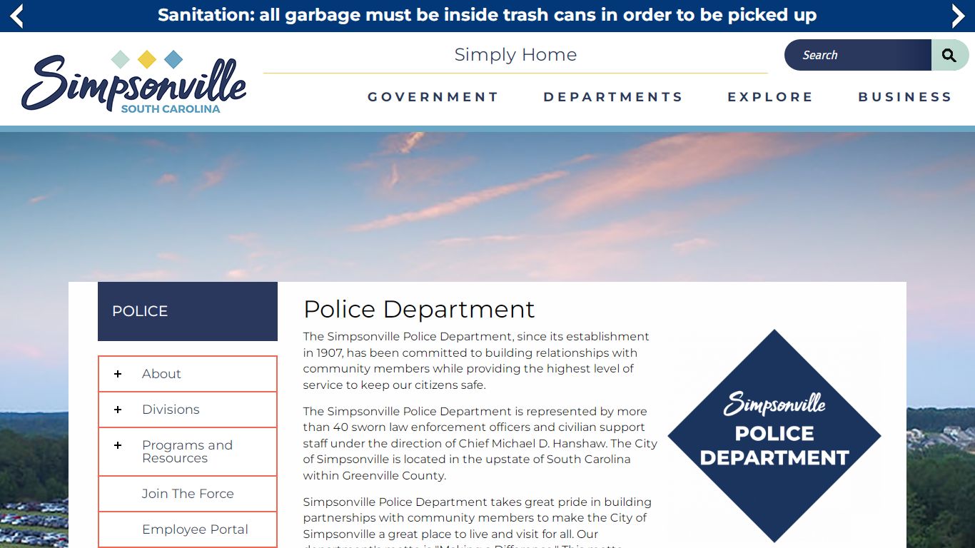 Police Department | Simpsonville South Carolina
