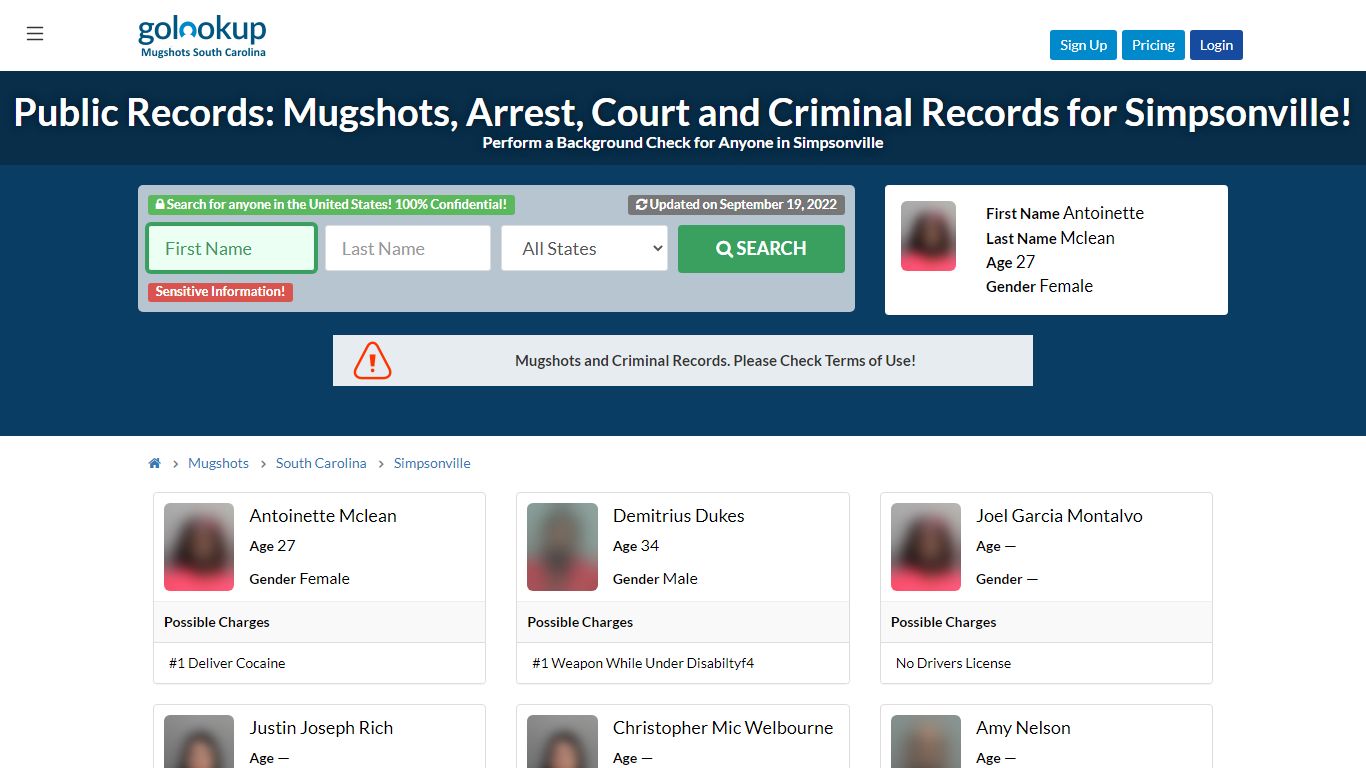 Mugshots Simpsonville, Arrest Records Simpsonville - GoLookUp